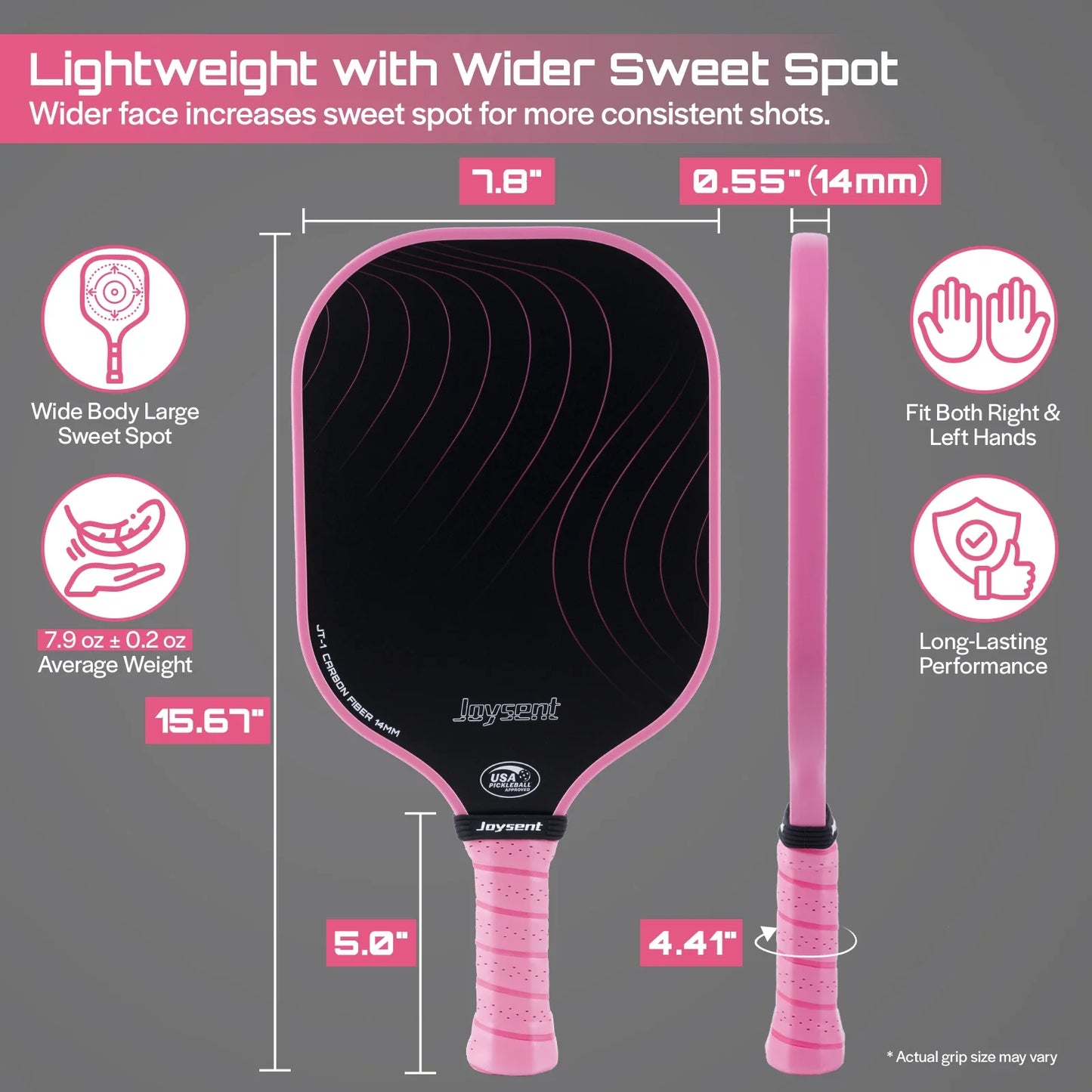 Joysent Pickleball Paddle USAPA T300 Carbon Fiber Pickleball Racket PP Honeycomb 14mm Pickle Ball Paddle For Beginner Men Women