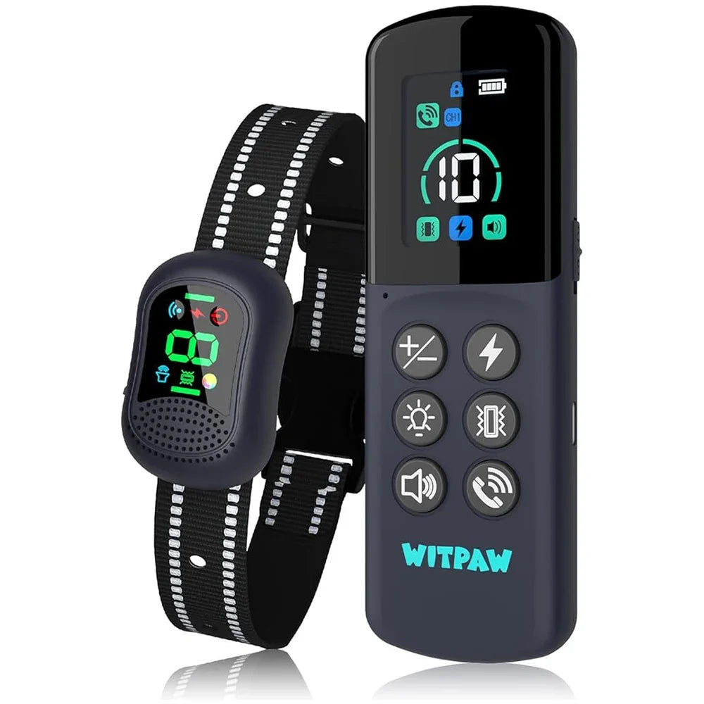 4 Working Modes Dog Training Collar（0-10 Levels）, 4900FT Remote Control, IP67 Waterproof  Rechargeable Collar for All Size Dogs