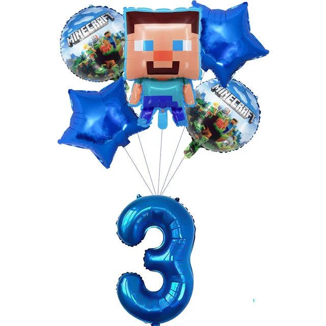 Miner Crafting Pixel Video Game Party Decor Disposable Tableware Cup Plate Tablecloth Balloon Baby Shower Kid Boy Party Supplies