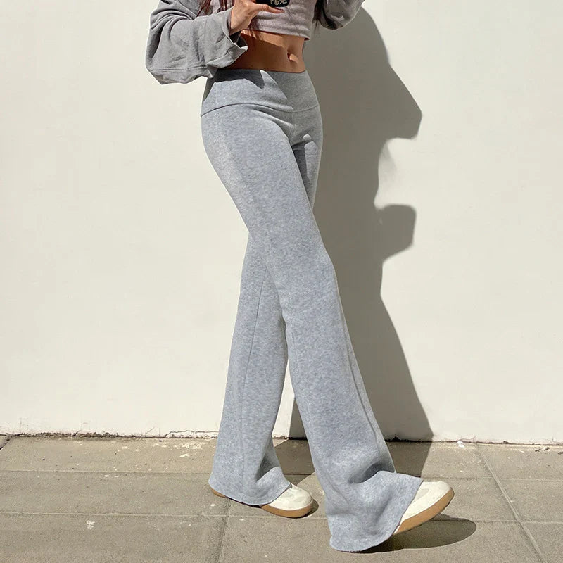 Low Waist Fashion Hip Hop Casual Tight Stretch Flare Pants Sweatpants Women