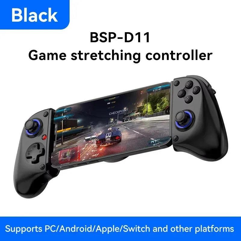 Bluetooth Mobile Game Controller for Switch/iOS/Android/Tablets Wireless Gamepad- Hall Effect D11 Telescopic Joysticks for PC