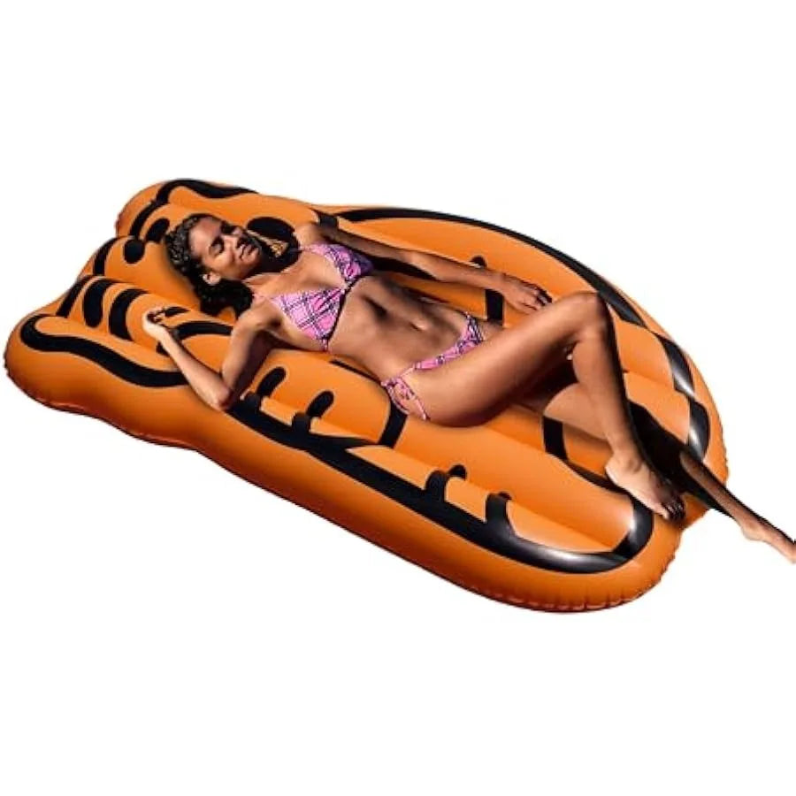 Inflatable Pool Float Mat Tiger - Summer Lake Beach Party Swimming Pool Large Water Fun Float Bed Sunbathing Tanning Pool Loung