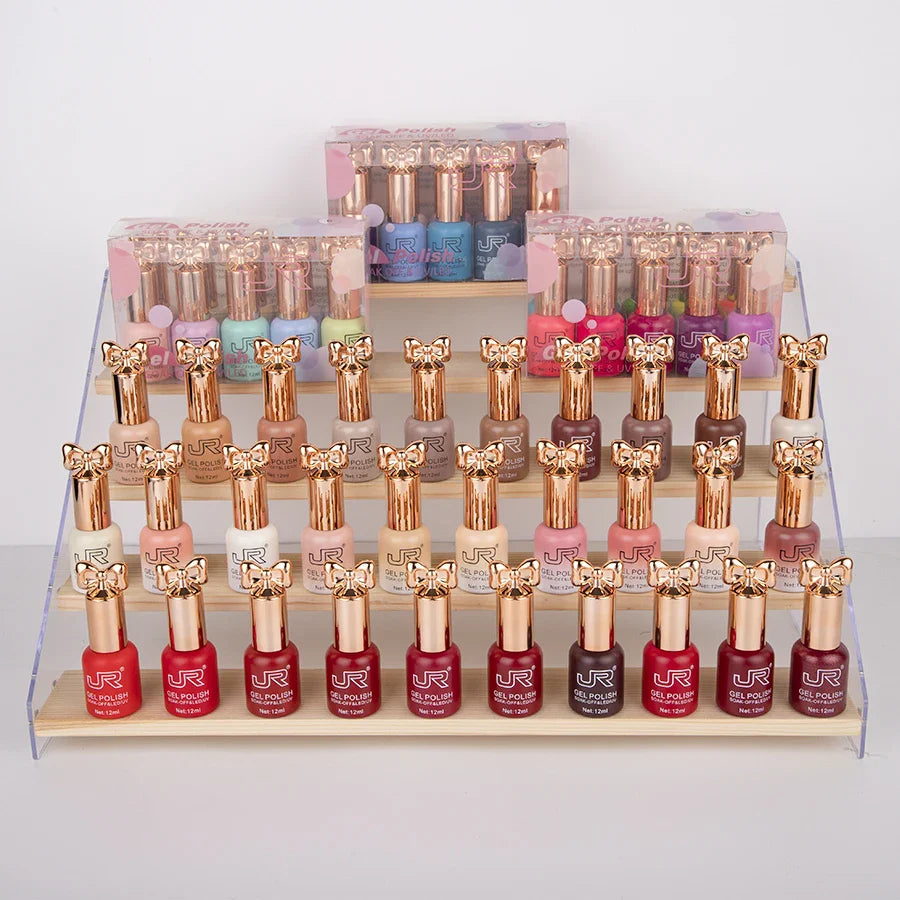 JR10pcs 12ml gel nail polish set Including Red Pink Nude Gel Polish Kit UV LED Soak Off Polish Home DIY top coat base coat gifts