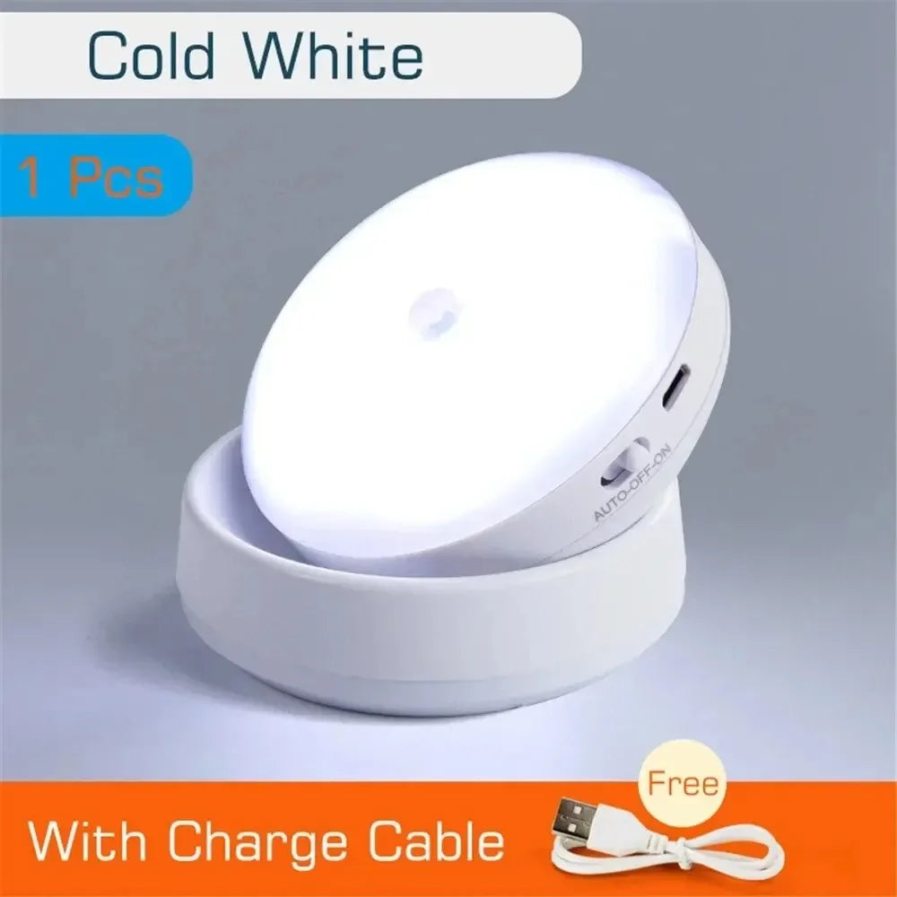 Night Lamp With Motion Sensor Rechargeable Wireless LED Night Light, 360 Rotating Magnetic Light For Room Bedside Table