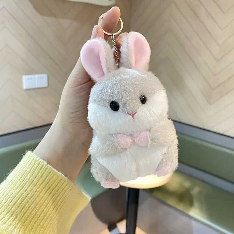 10CM Mini Fluffy Hamster Keychain Women Girl Cute Pompom Rabbit Key Chain On Bag Car Trinket Jewelry Wedding Party Kids Toy Gift
