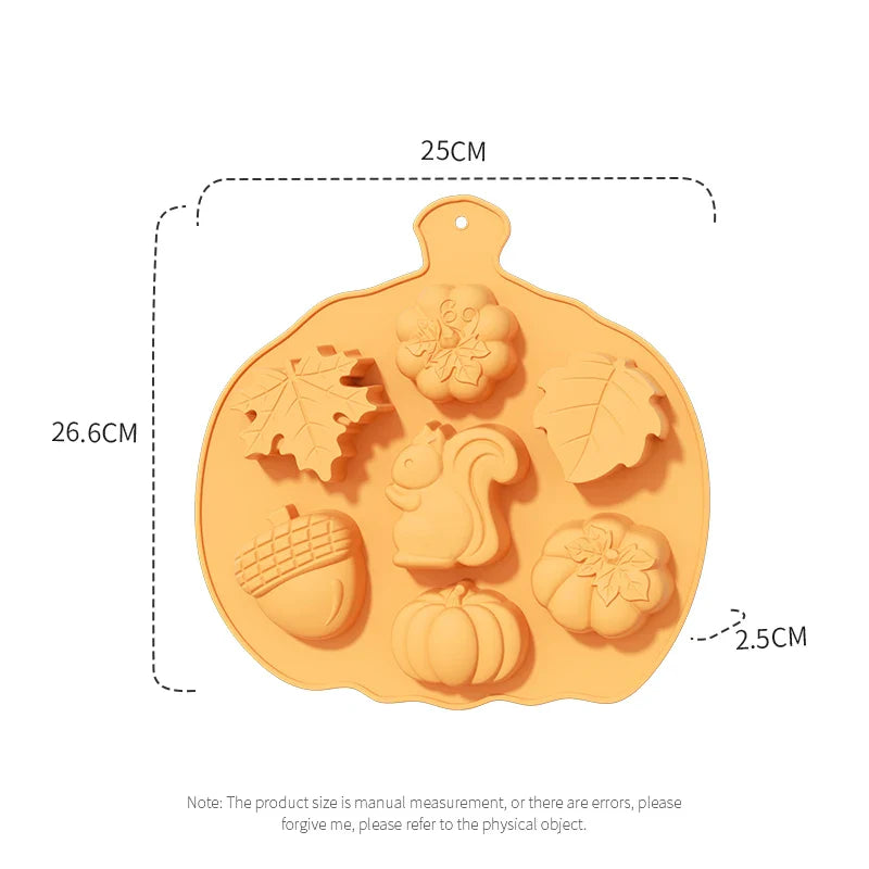 Pumpkin Leaf Silicone Molds Thanksgiving Fall Theme Ice Cream Molds for Making Soap Muffins Chocolates Squirrels Cake Decoration