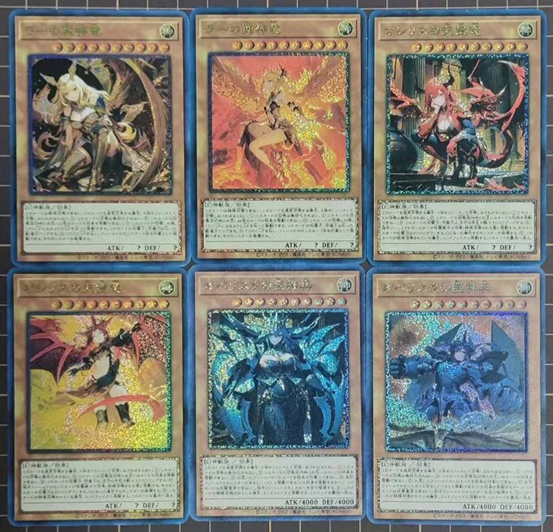 6PC/Set Anime Yu-Gi-Oh DIY ACG Card Of God Slifer the Sky Dragon Boys Game Toys Christmas Birthday Gift Collectible Cards