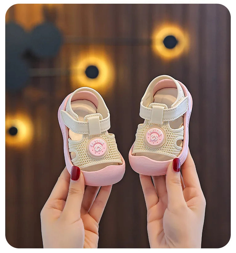 1-3 Years Baby Sandals Summer Shoes Infant Outwear First Walkers Little Toddler Boys Girls Close-toed Sandals Pink, Green