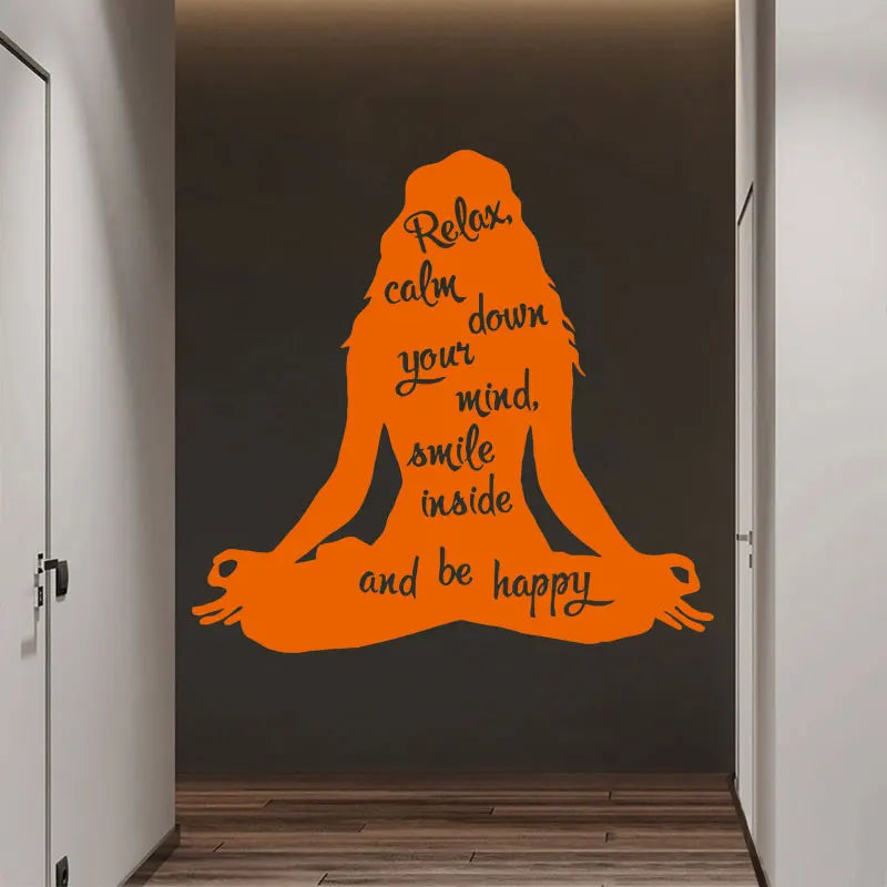 Women Yoga Wall Decal Inspirational Quote Meditation Vinyl Wall Sticker Art Home Decor Living Room Gym Removable Mural F-15