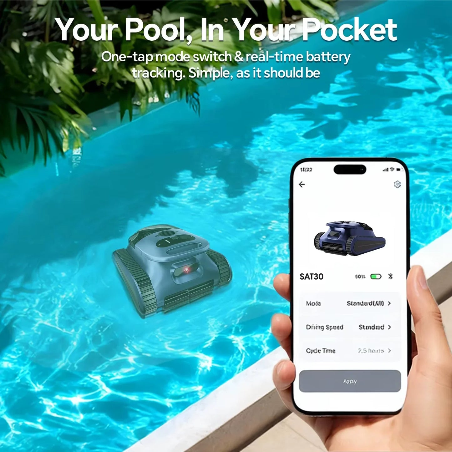 Seauto Crab Pro Robotic Pool Vacuum, Wall-Climbing Robot, Suitable for Walls and Floors of 2000 Square Feet