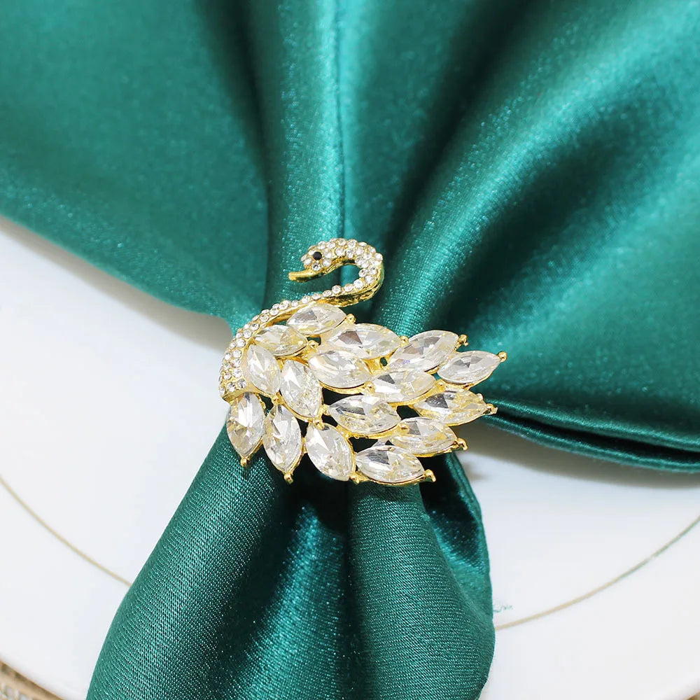 6Pcs Lotus Napkin Rings Holder Rhinestone Flower Napkin Buckles for Wedding Thanksgiving Christmas Holiday Decoration HWC93