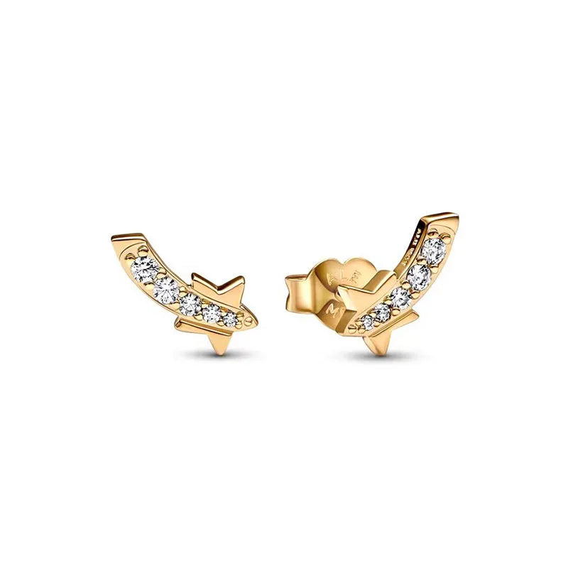 New 24K Gold Plated Pavé Heart Hoop Earring Huggie Hoop Earring 925 Silver Charm Hoop Earring Fine Jewelry Women DIY