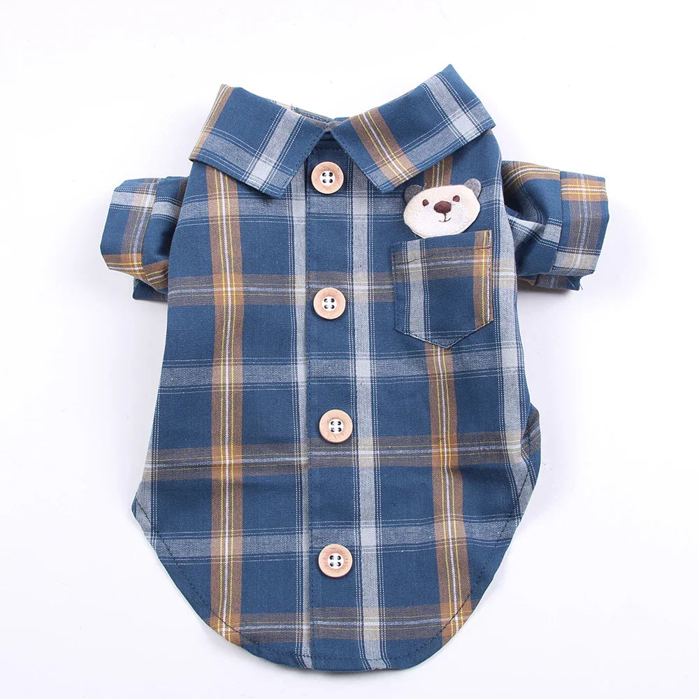 Plaid Dog Shirt Cat Shirts Pet Puppy Spring/Summer Clothing Apparel