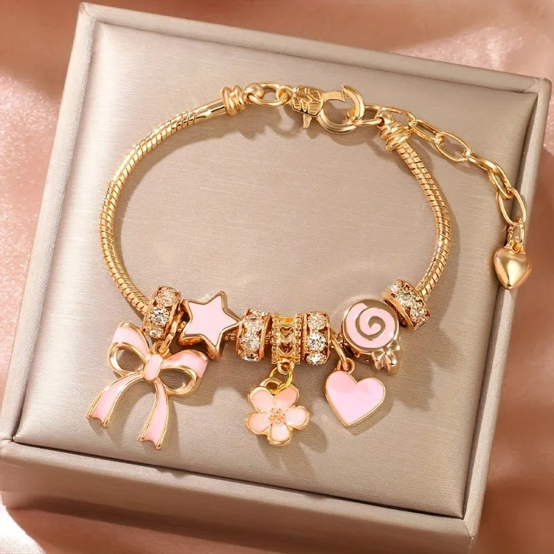 Adjustable Heart Shaped Bracelet Women Bow Heart Shaped Fashion