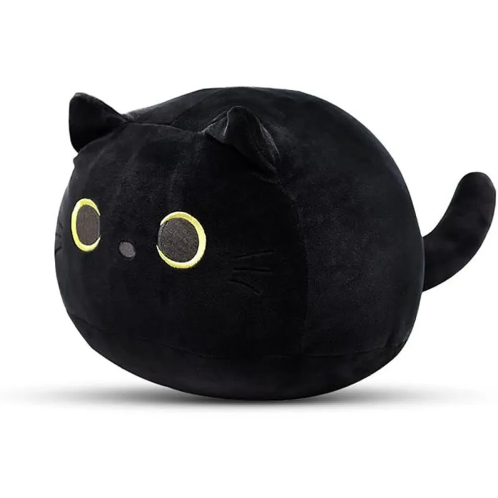 Adorable Black Cat Plush Pillow - Soft, Hugable, with Cute Expression - Birthday, New Year and Christmas Gift for Cat Lovers