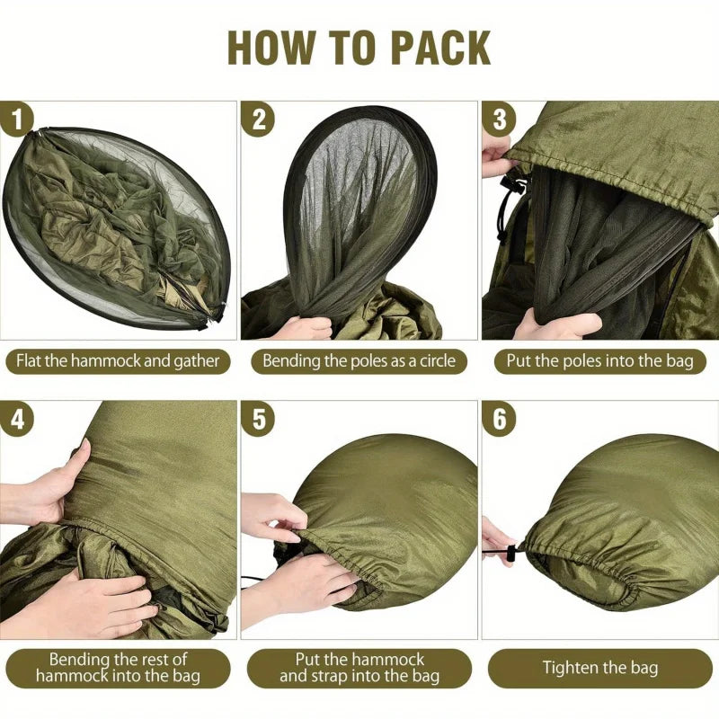 2-In-1 Camping Hammock with Mosquito Net 1.6lbs Ultralight Parachute
