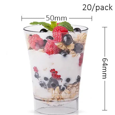 20 Pieces x Home Party Disposable Plastic Tableware Supplies, 70*44mm/60ml Petal Dessert Cake Bowl