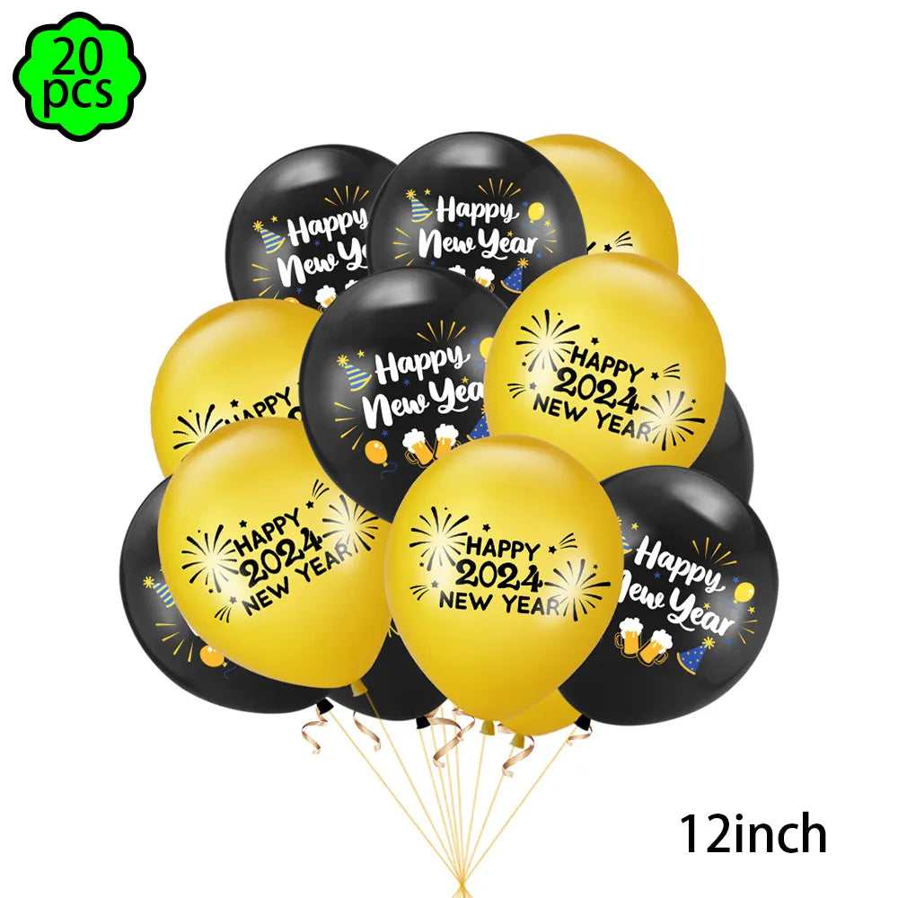 New Year 2024 number foil Balloon Hello 2024 New Year banner Balloon 2024 new year decor balloon Happy New Year Party Decoration