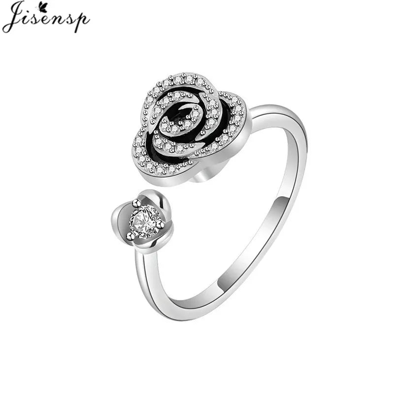 Luxury Fashion Fidget Spinner Ring Anxiety for Women Multiple Crystal Planet Butterfly Finger Rings Anti Stress Wedding Jewerly