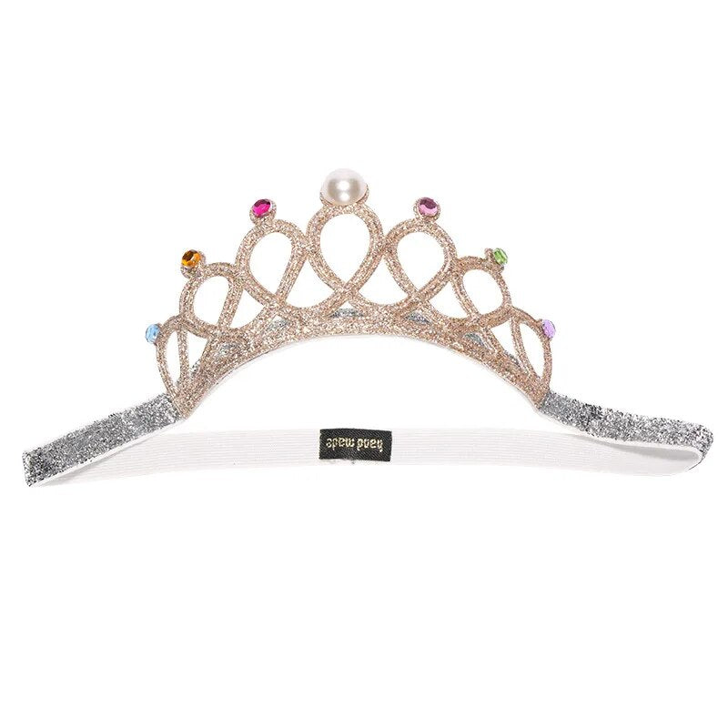 Child Rhinestones Princess Headband Elastic Hair Crown Tiara Accessories Hair Band Accessory Gift