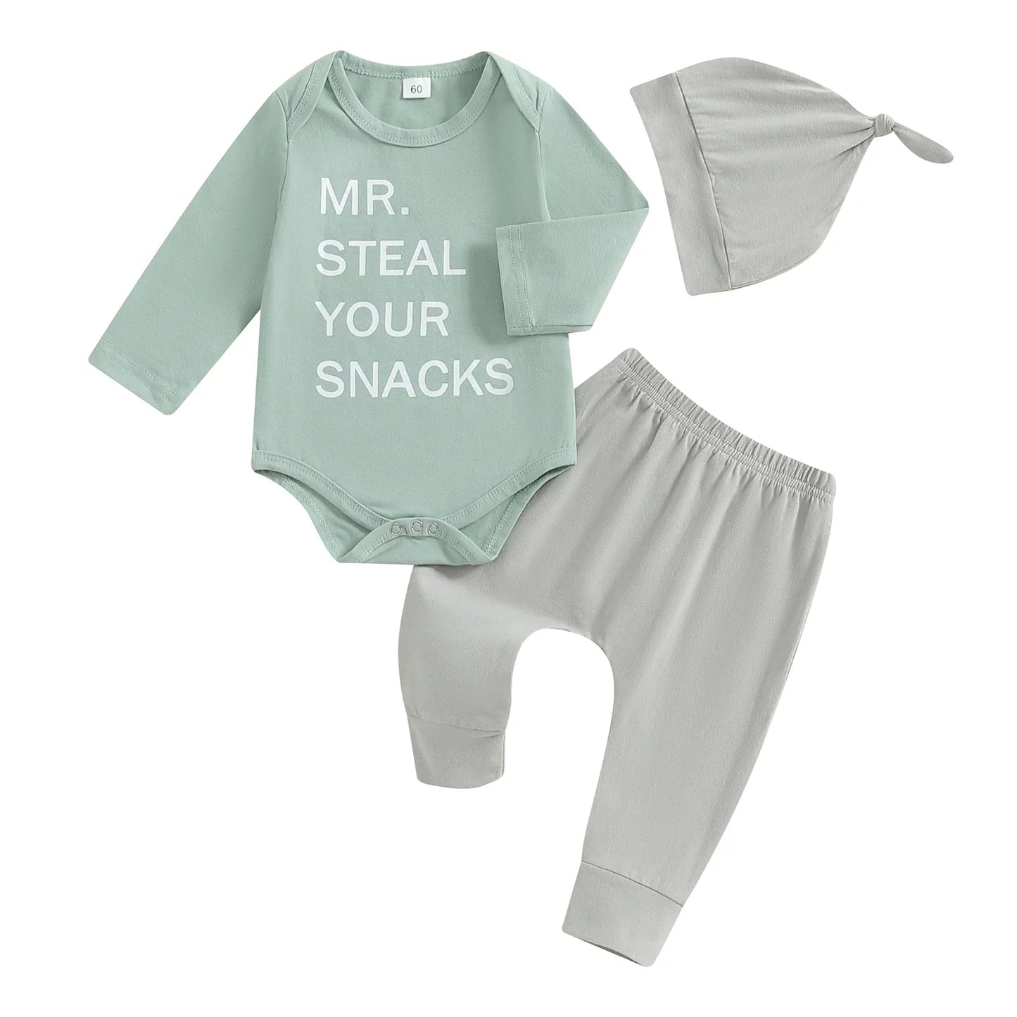 BeQeuewll Casual Baby Boy Fall Clothes Fashion Letter Print Kids Outfits for Newborn Long Sleeve Romper Pants Hat 3 Piece Suits