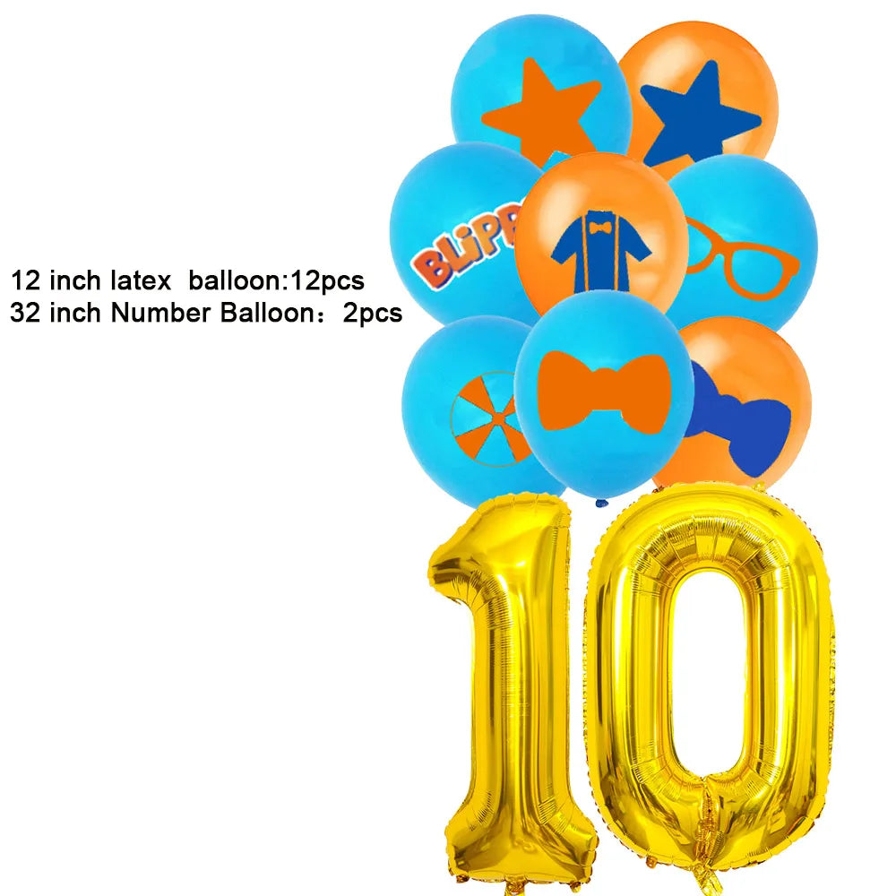 Bli-Ppi-Toy Theme Party Supplies Disposable Set Background Balloon Banner