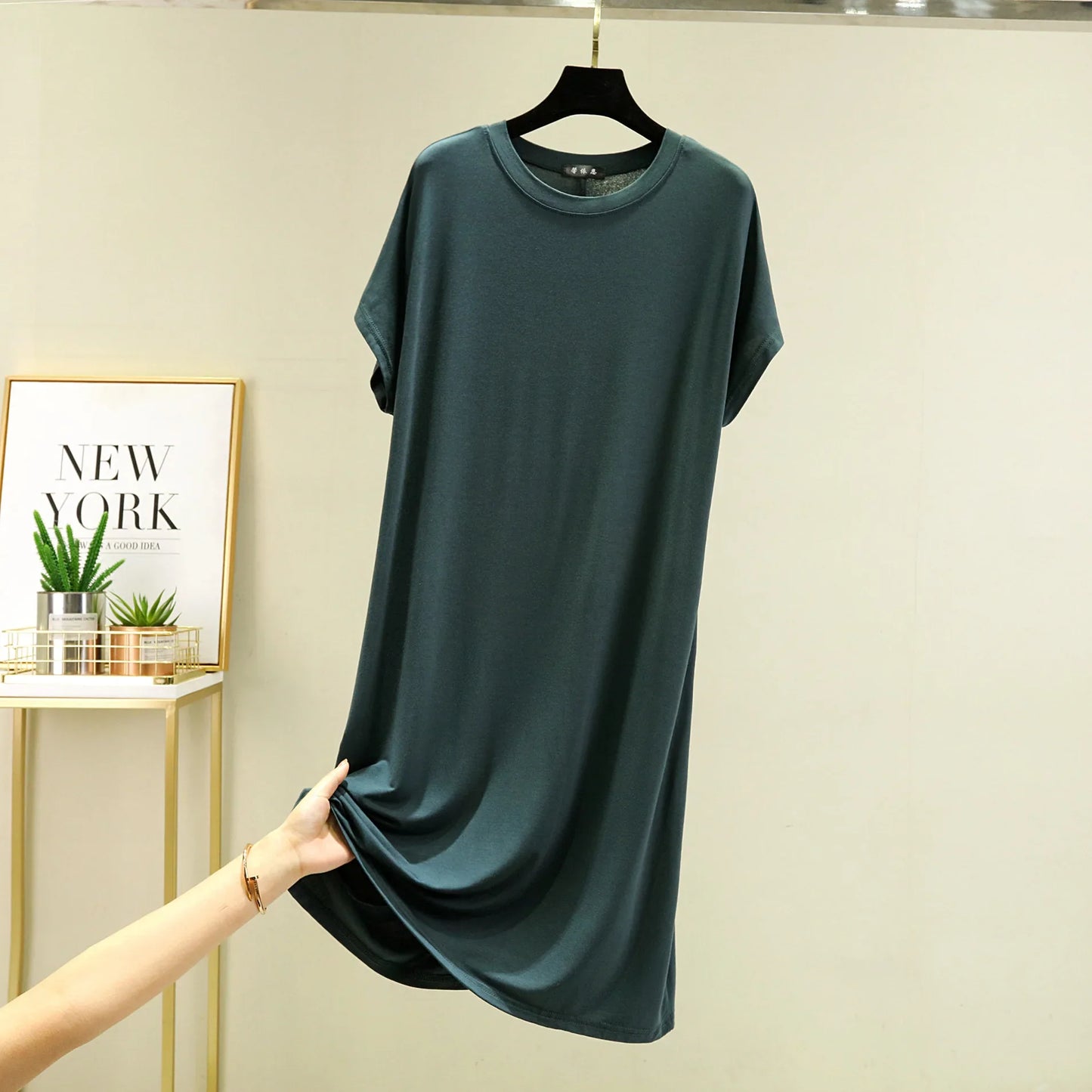 Summer Women's dress Causal Basic T shirt dresses O-Neck Short sleeves Modal A-Line sundress Simple plus size