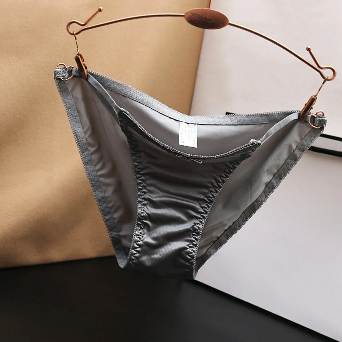 Comfortable Underwear Women French Bow Sexy Hollow Out Underpant For Women With Low Waist Seamless Satin Valentines Panties