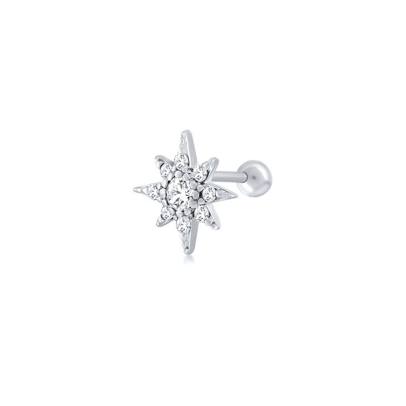 CANNER Pendientes Plata 925 Piercing Stud Earrings For Women Cubic Zirconia 925 Sterling Silver Cartilage Earring Jewerly 1pcs