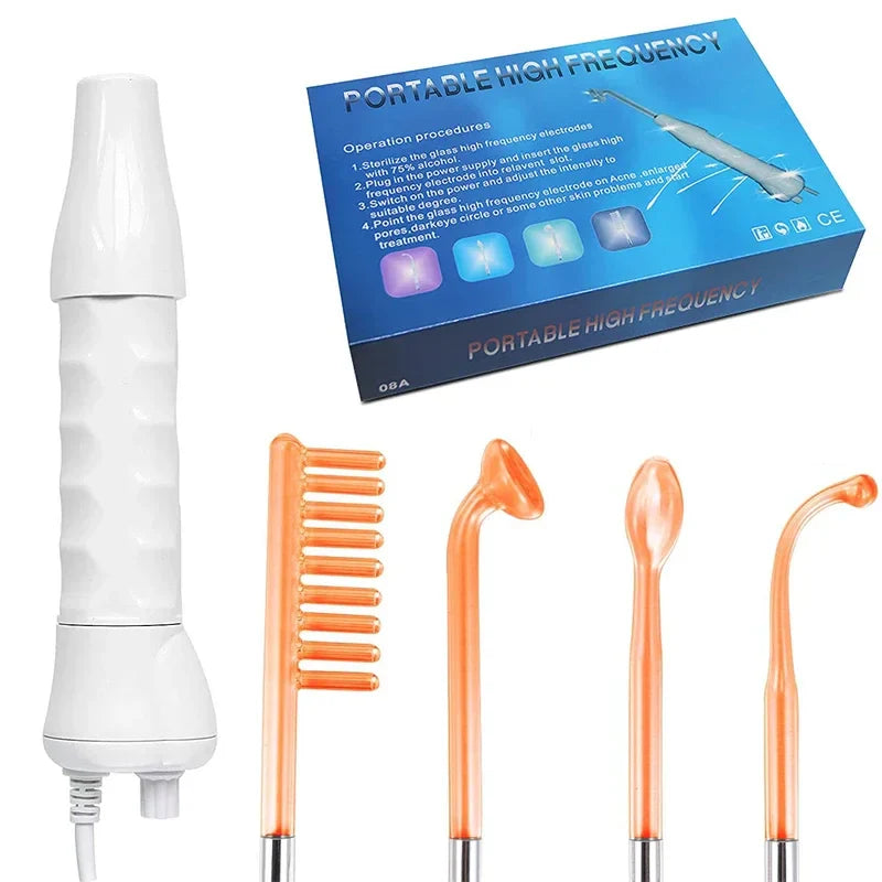 High Frequency Facial Machine Skin Therapy Electrode Wand Neon Electrotherapy Glass Tube Acne Spot Remover Face Skin Care Device