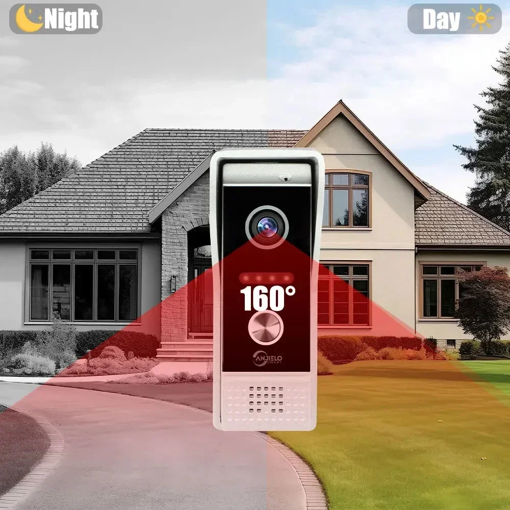 ANJIELO Metal Doorbell Video Intercom Outdoor Unit Compatible CVBS/720P/1080P IP65 Waterproof Night Vision With RFID Swipe Card