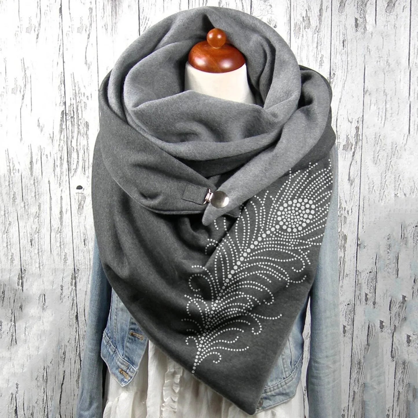 Fashion Scarf Graphic Music Note Print Square Scarves With Button Clasp Women Winter Warm Scarf Female Neck Warmer Blanket Wraps