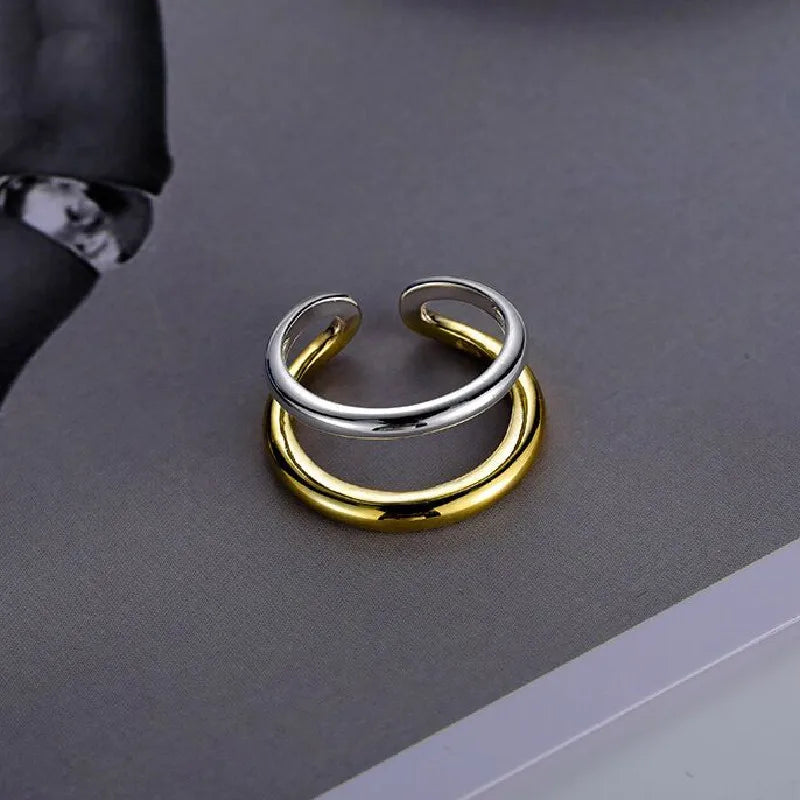 925 Sterling Silver Open Finger Mobius Ring Twist for Women Golden Rock Punk Lines Stackable Jewelry Gift Dropship Wholesale