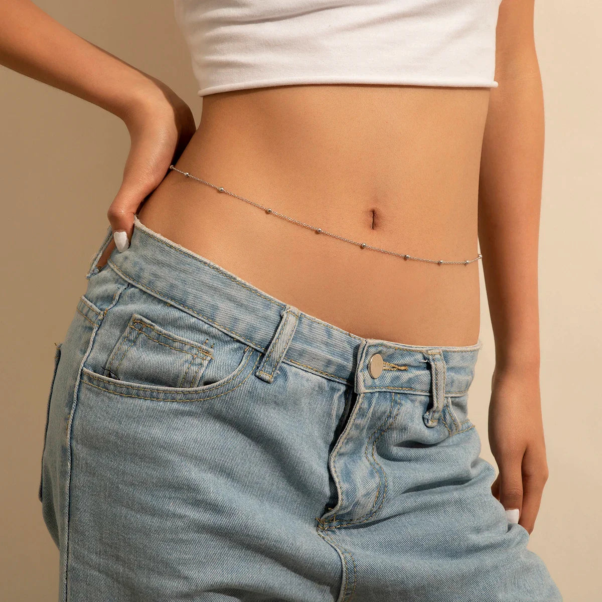 Lacteo Trendy Colorful Rhinestone Beads Belly Waist Chain Beach Star Heart Shape Pendant Sexy Body Chain Women's Jewelry Party