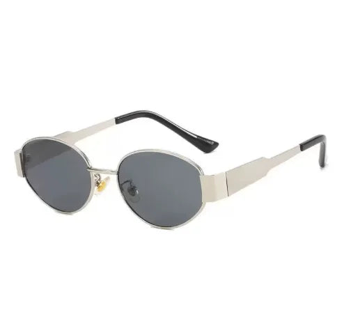 Luxury Metal Brand Sunglasses for Men and Women, Unisex Designer Fashion Sun Glasses Oval Stylish Eyewear Shades.