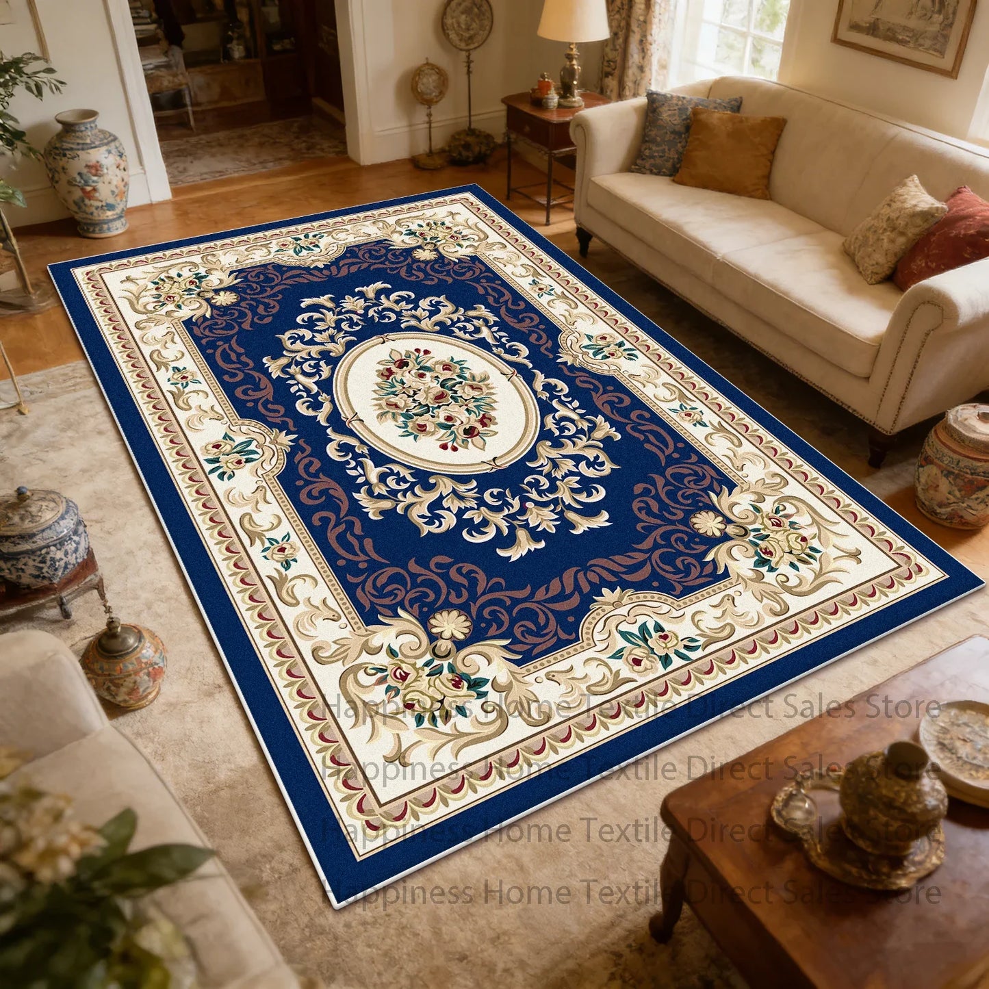 Persian Retro Large Living Room Sofa Carpet Antiskid Machine Washable Decoration Bedroom Large Size Rug Soft Parlor Luxury Mat