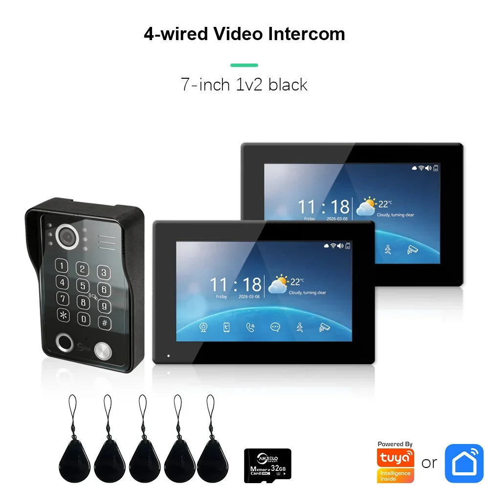 ANJIELO Doorbell Video Intercom System for Home Doorphone Tuya Smart 1080P Monitor Motion Detection Digital Photo Frame