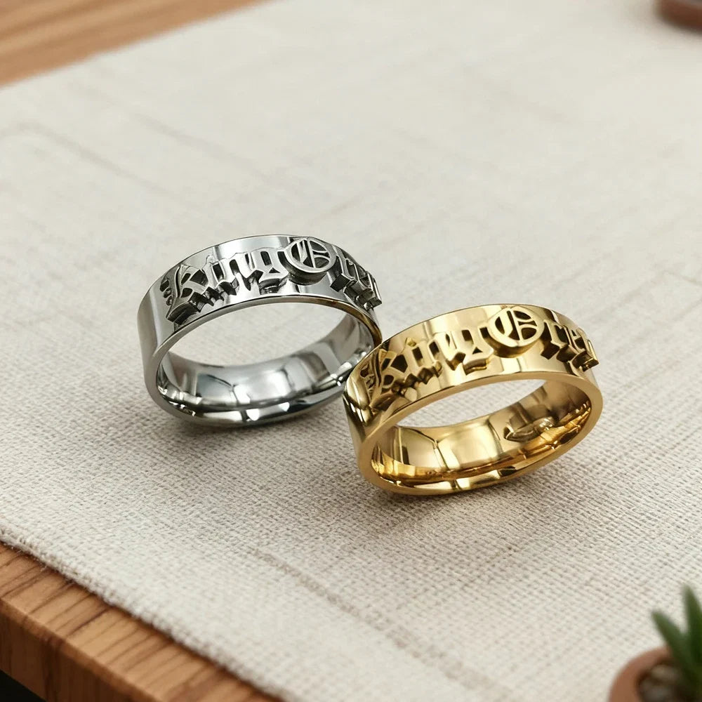 Custom Silver Men's Ring Chunky Gothic Rings Old English Personalized Luxury Name Ring Stainless Steel Jewelry Boyfriend Gift