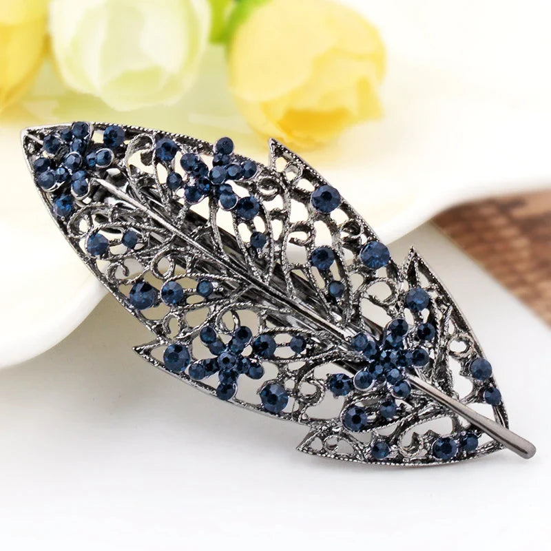 EASYA New Vintage Crystal Barrettes Hair Accessories Women Girls Elegant Butterfly Leaf Bowknot Hairpins Headwear Jewelry