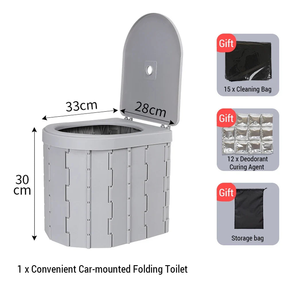 Outdoor Toilet for Camping Convenient Car-mounted Folding Toilet for Travel Adult Children and Elderly Potty Odor-proof Non-slip