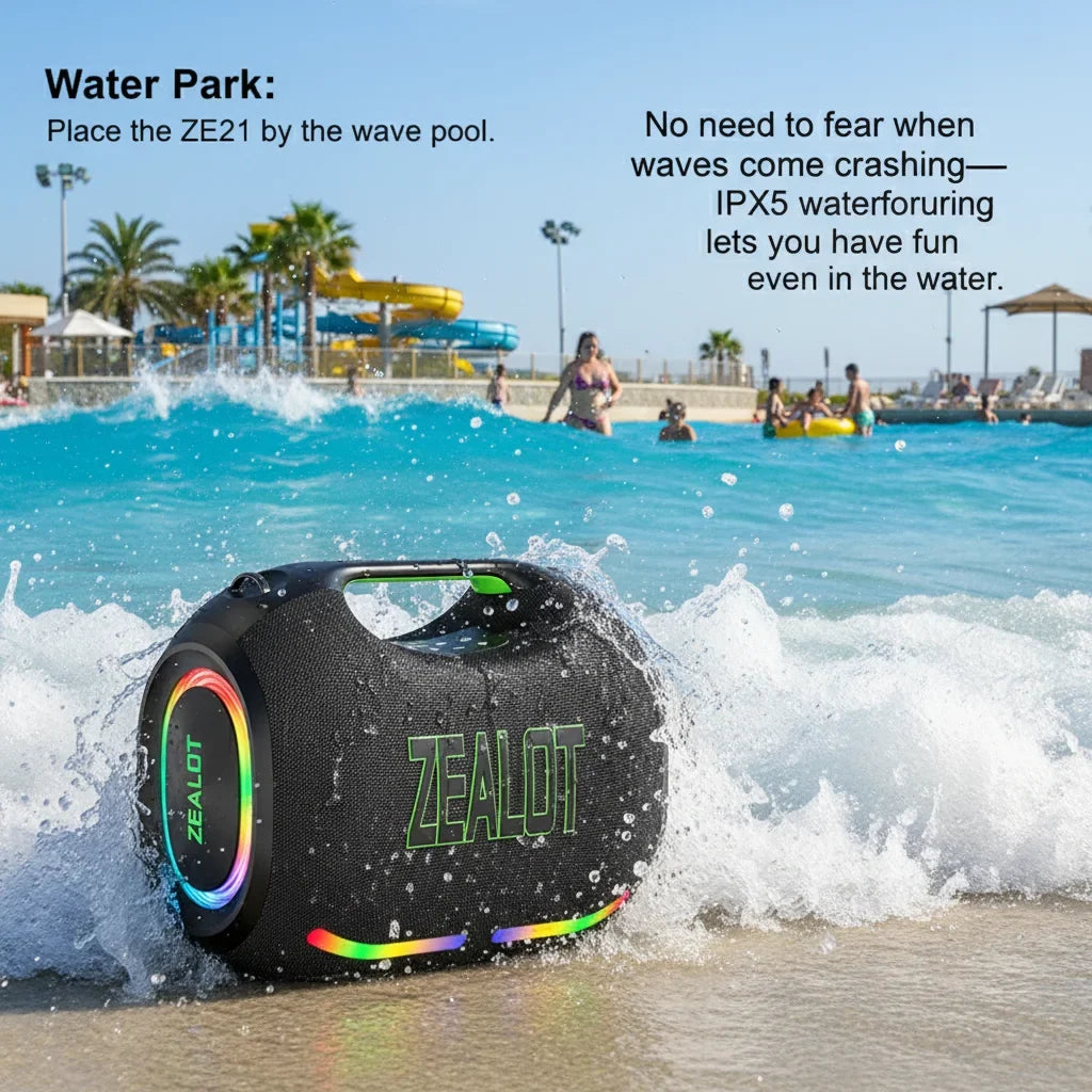 ZEALOT-ZE21 400W Big Power Wireless Bluetooth Peaker Outdoor Portable 48000mAh Long Battery With RGB Color Lights TWS Subwoofer High Volume Waterproof Bluetooth Speaker