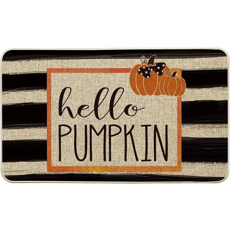 Hello Pumpkin Fall Doormat Autumn Home Decor Rug Harvest Thanksgiving Carpet for Bedroom Living Room Kitchen Entrance Door Mat