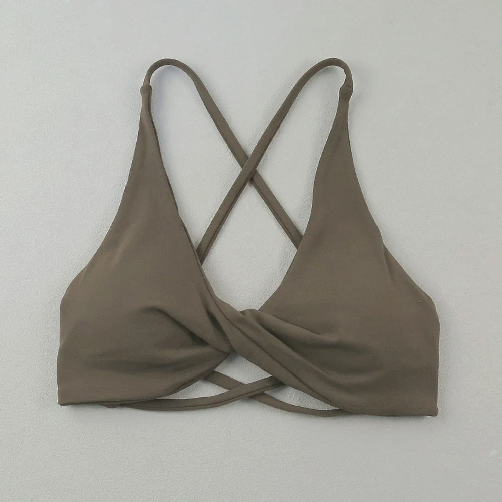 Sexy Slim Shoulder Straps Somfortable High Stretch Sports Underwear Gym Workout Breathable Detachable Yoga Bra