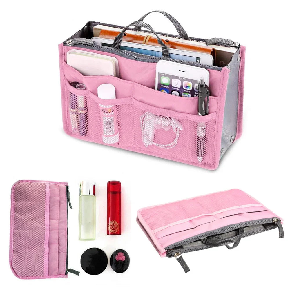 Travel Organizer Insert Bag Canvas Large Liner Lady New Cosmetic Bags Women Tote Home/Car Eco Grocery Makeup Tablet Storage Pack