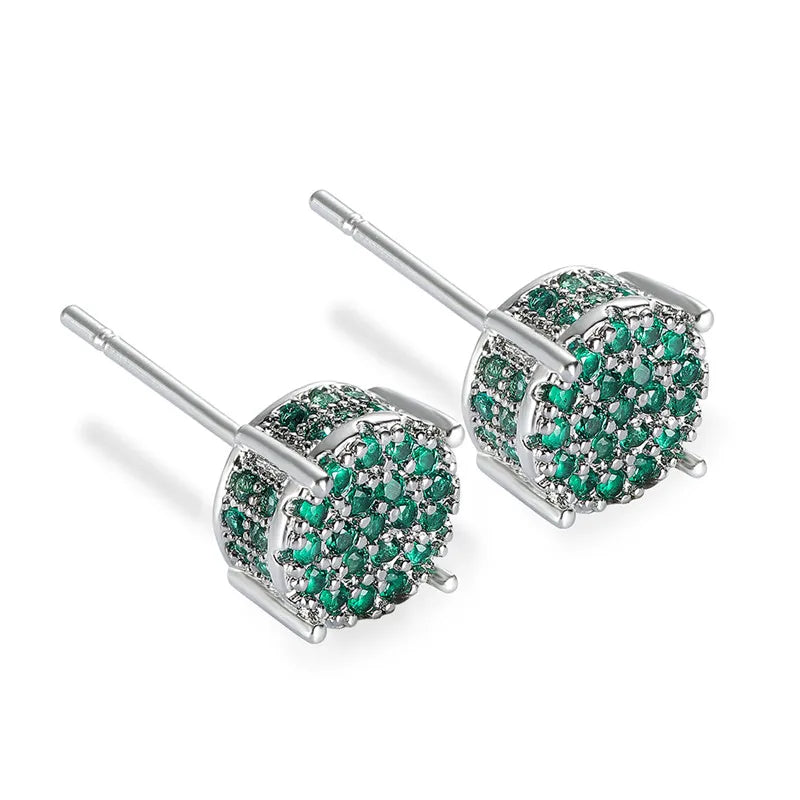 Female Austrian Crystal Round Earring White Gold, Yellow Gold, Color White Zircon For Women Jewelry.