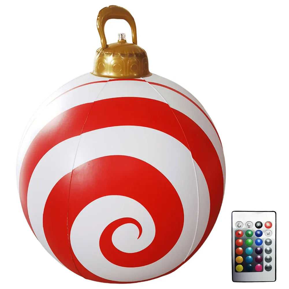 60cm PVC Inflatable Christmas Balls Toys Light Up Giant Christmas Inflatable Ball Xmas Tree Ornaments Christmas Decoration 2024
