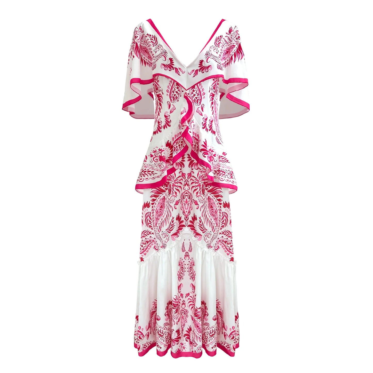 New Shadow Cap Midi Dresses Women Cloak Sleeves Dress V Neck Halter Boho Summer Party Evening Female Vestidos Robe Summer