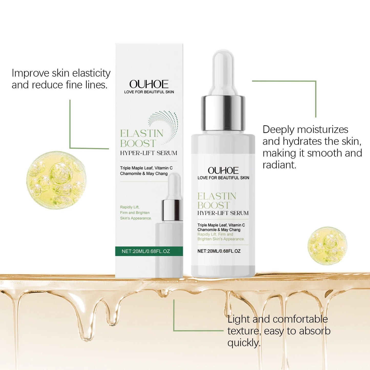 OUHOE Elastin Boost Hyper - Lift Serum: Firm, Moisturize, Soothe, All Skin Types, Anti - aging, Quick Absorption