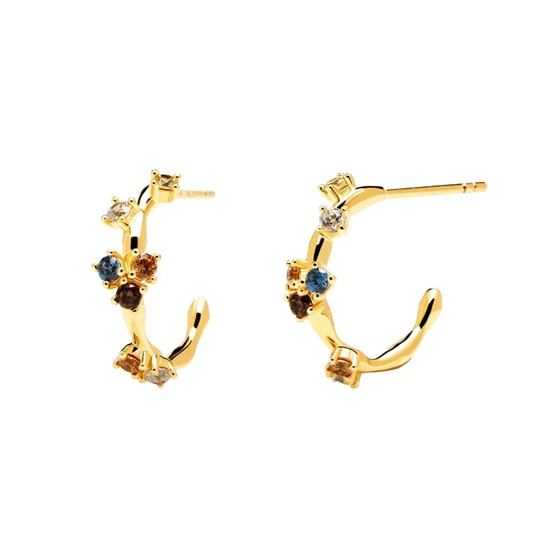 Cartilage 925 Silver Earrings Fashion C-shaped Zircon ear studs European American Geometric Piercing Earrings For Women Jewelry