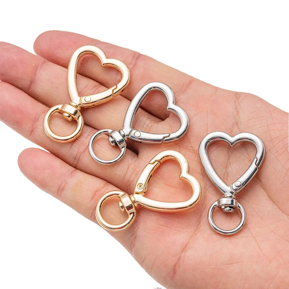 5Pcs Heart Shape Rotation Alloy Lobster Spring Clasps Openable Key Ring  Hook Carabiner Connector Dog Chain Buckles DIY Jewelry